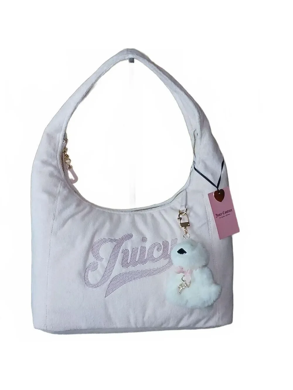 Juicy Couture Too Cute Hobo Bag Powder Blush Pink Scottie Charm NWT